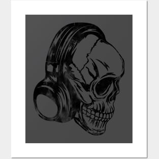 Skull Headphones Distressed Posters and Art